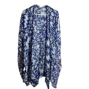 Michael Stars Roana Scarf Sarong Swim Blue Print Cover Up One Size